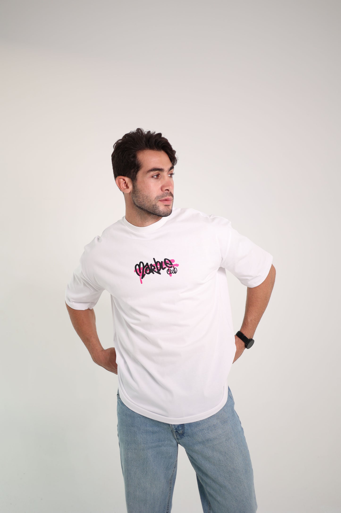 Printed white oversized T-shirt