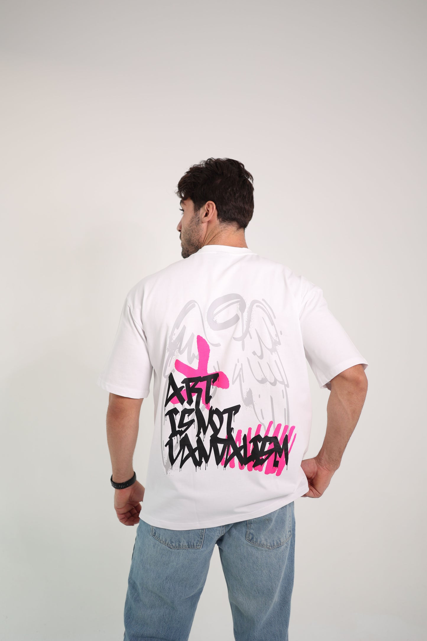 Printed white oversized T-shirt