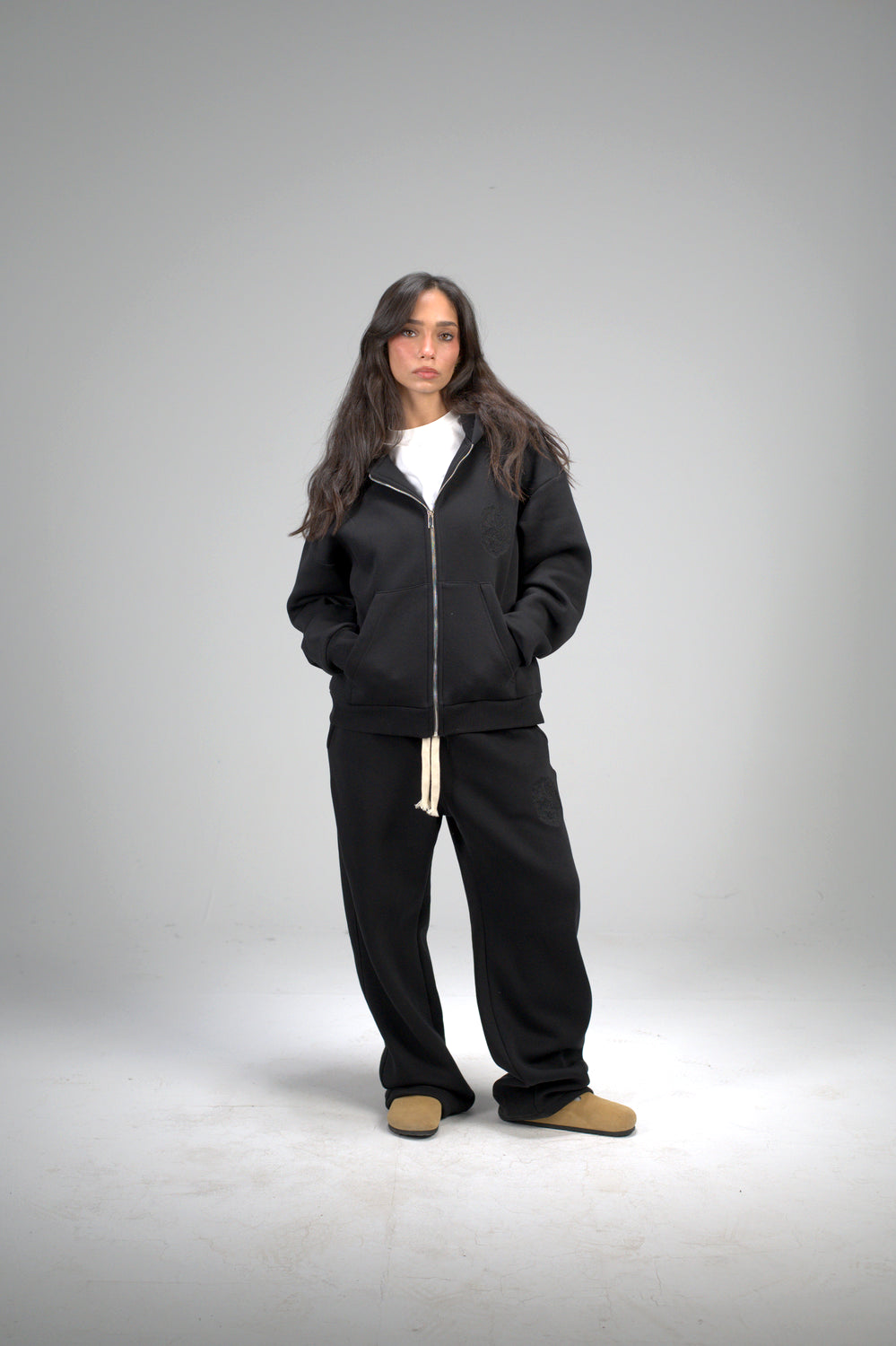 Black Boxy Embroidered Set