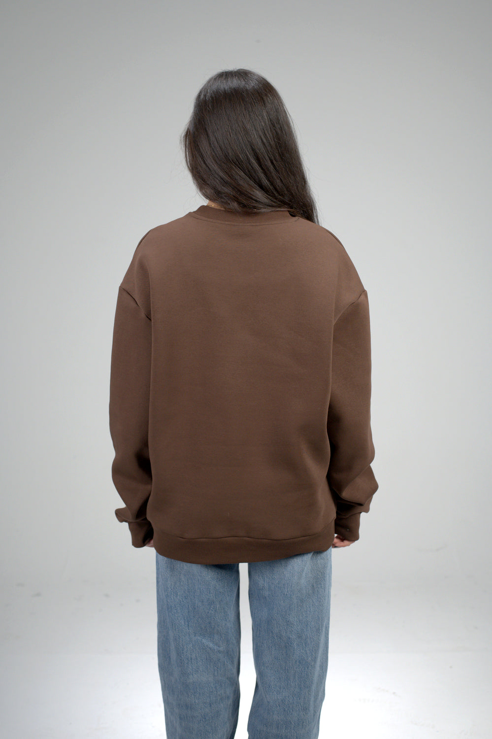 Brown Plain Oversized Sweatshirt