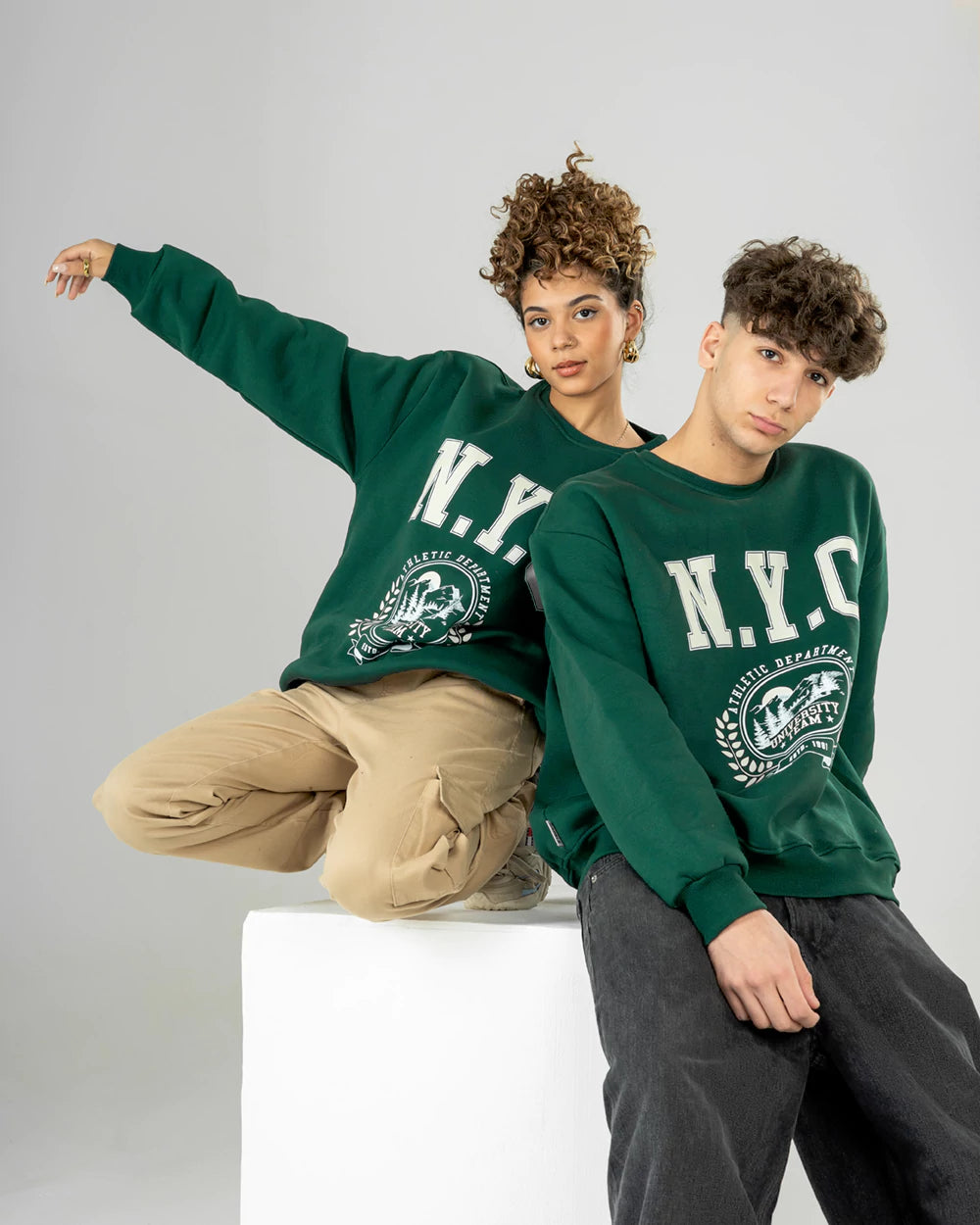 Dark Green printed oversized sweatshirt