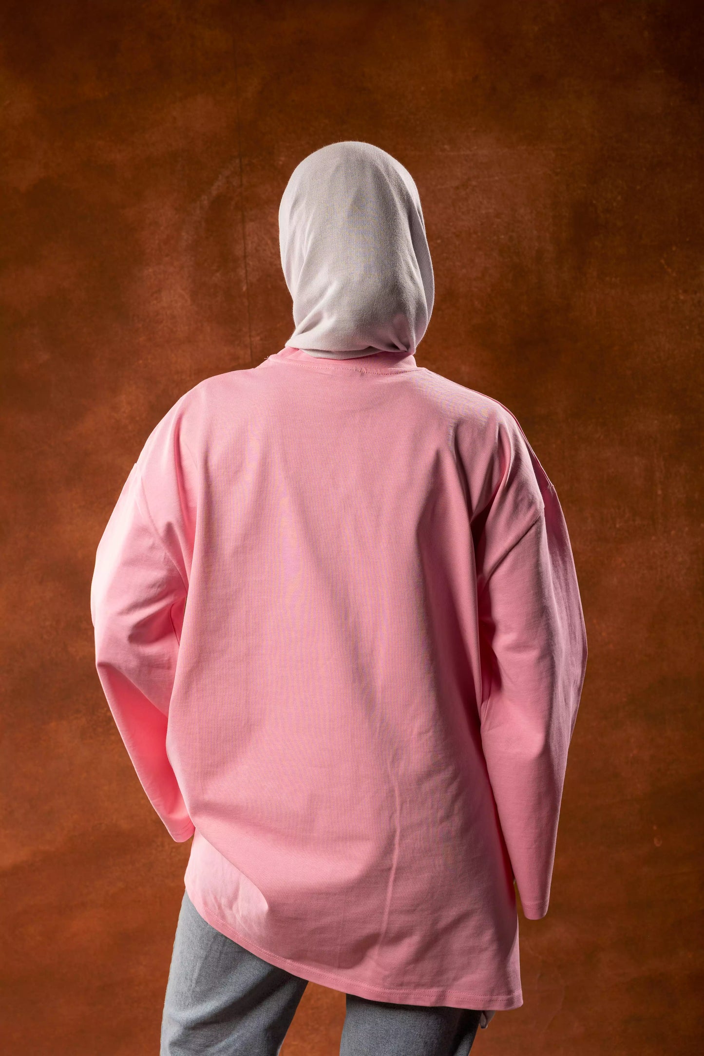 Printed Pink long sleeves oversized T-shirt