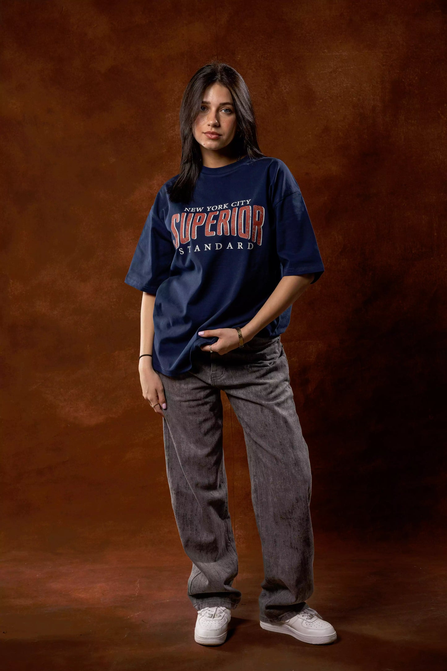 Printed Dark Blue oversized T-shirt