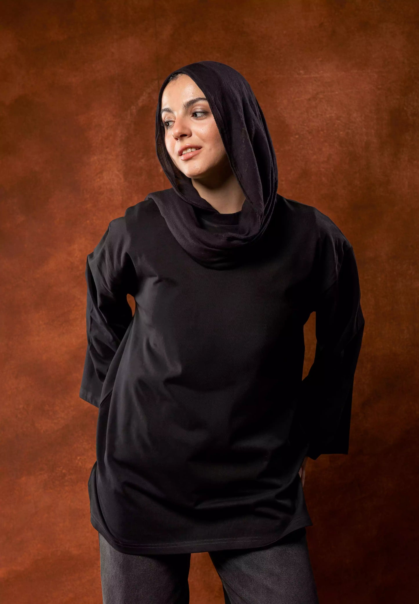 Plain Black long sleeves oversized T-shirt