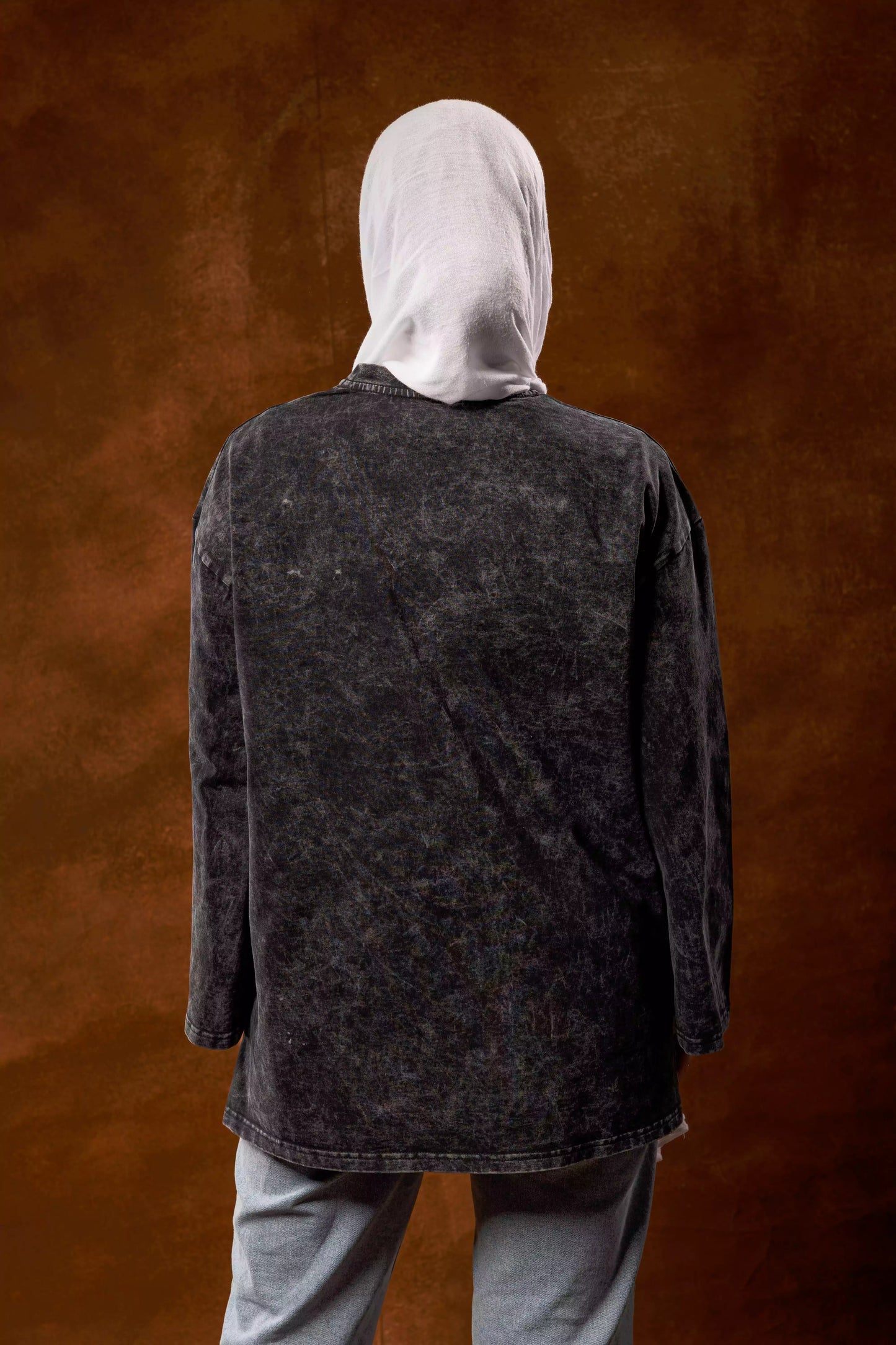 Plain Acid washed grey long sleeves oversized T-shirt