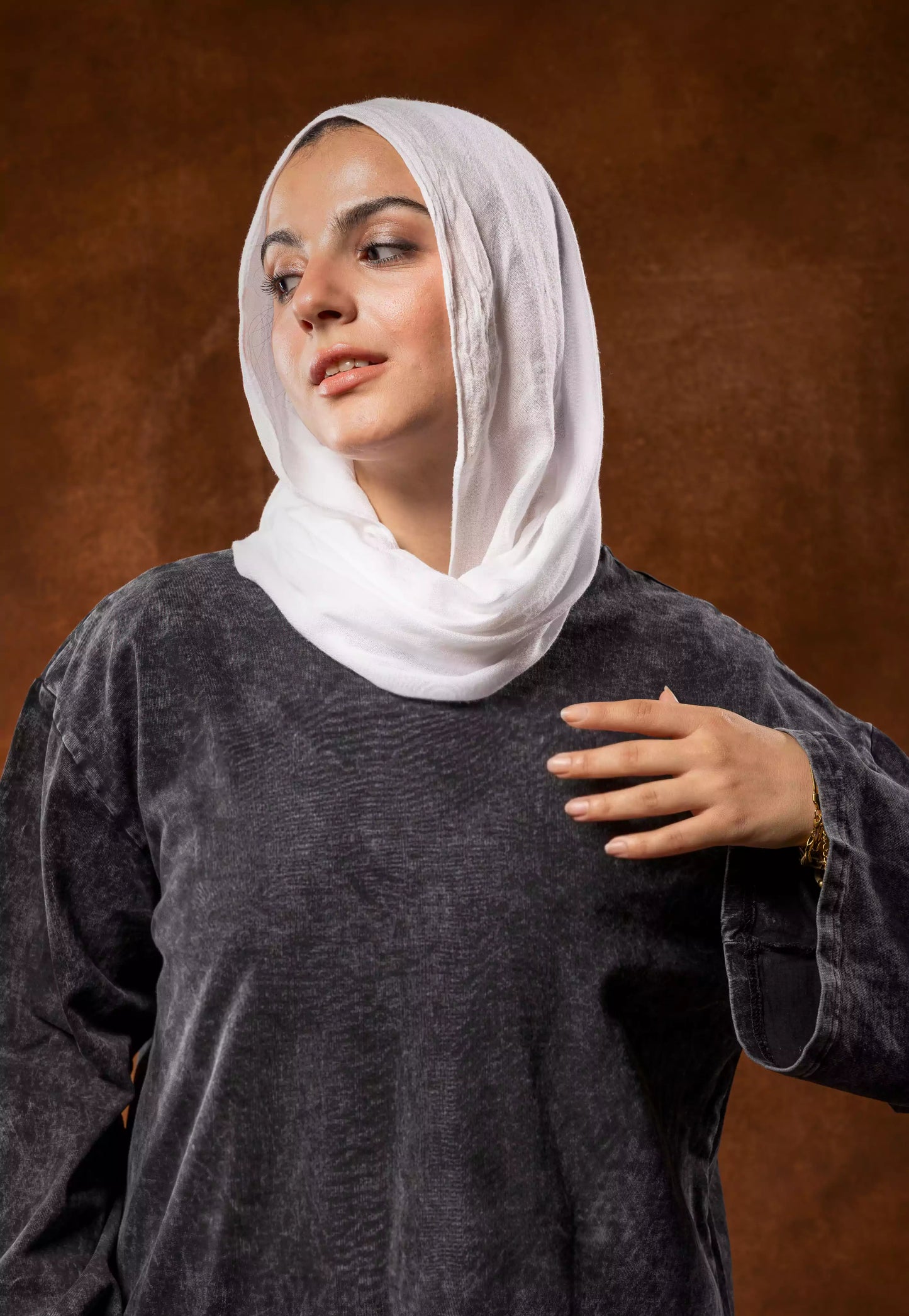 Plain Acid washed grey long sleeves oversized T-shirt
