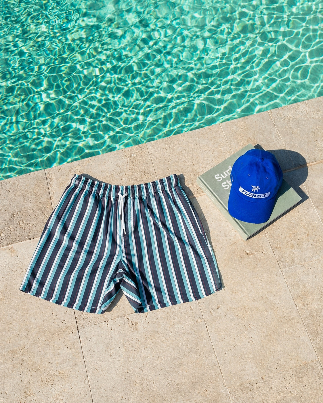 Marble Multi-Stripe Summer Shorts - Blue Mix {pre-order}