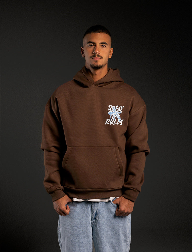 Brown printed oversized hoodie