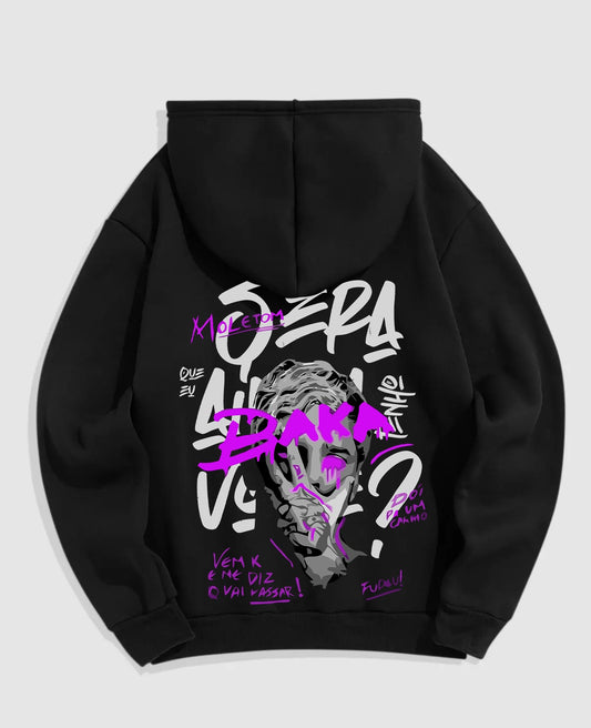 Black printed oversized hoodie