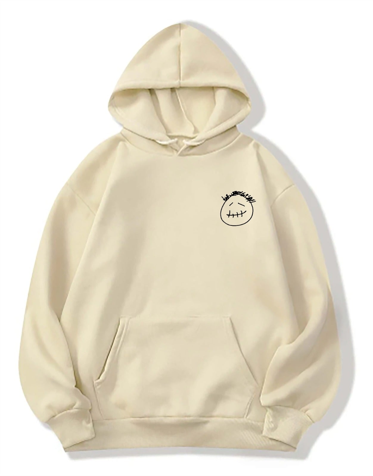 Beige printed oversized hoodie