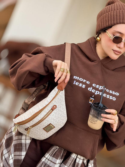 Brown “More Espresso” Embroidered Oversized Hoodie