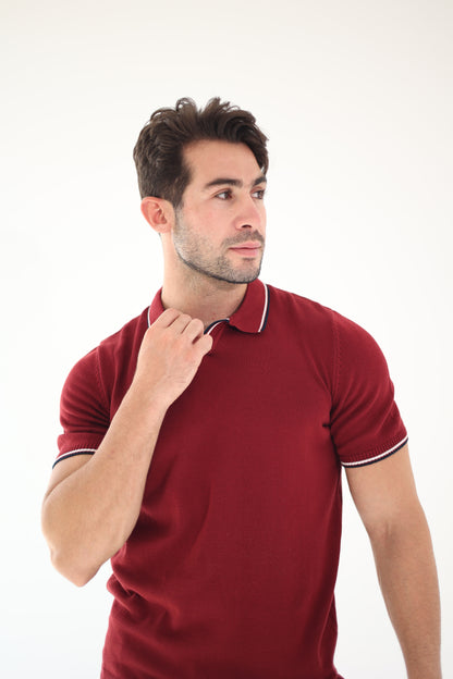 Maroon Contrast Trim Knit Polo