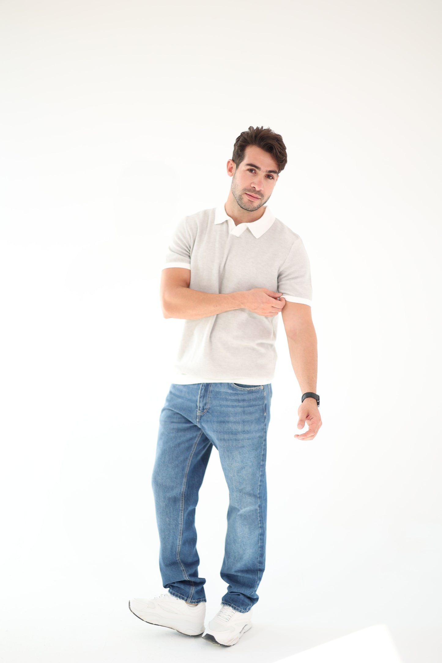 Ash Grey Knitted Polo