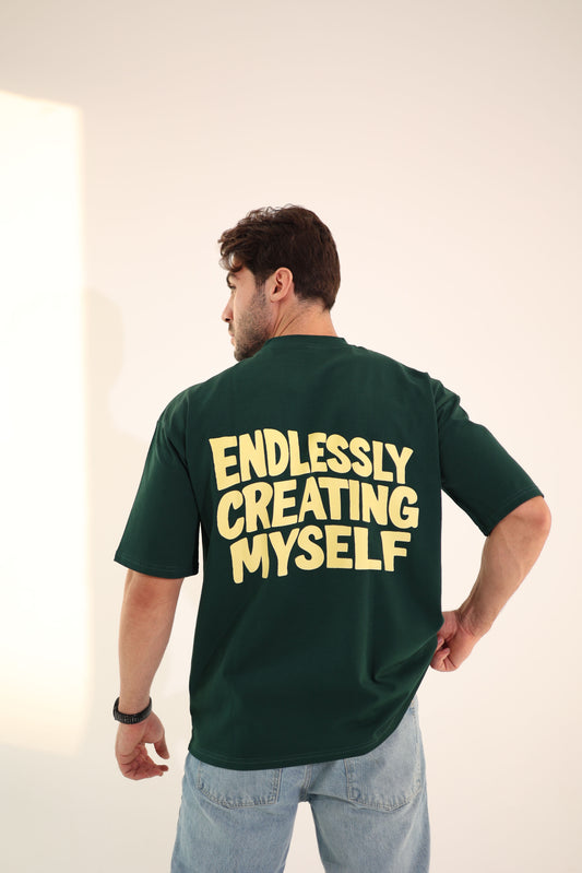 Printed Dark Green oversized T-shirt
