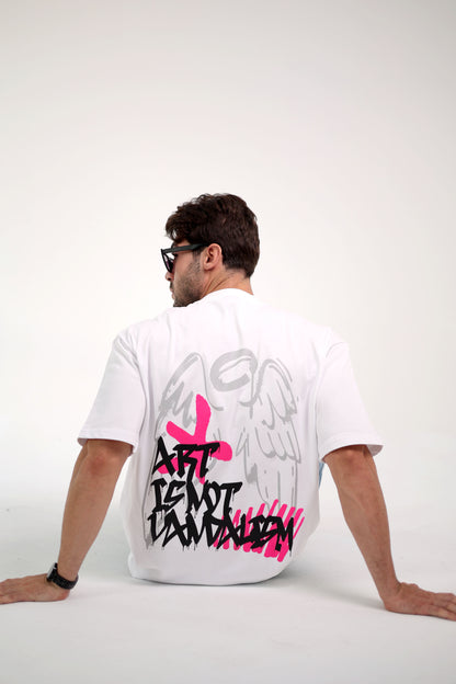 Printed white oversized T-shirt