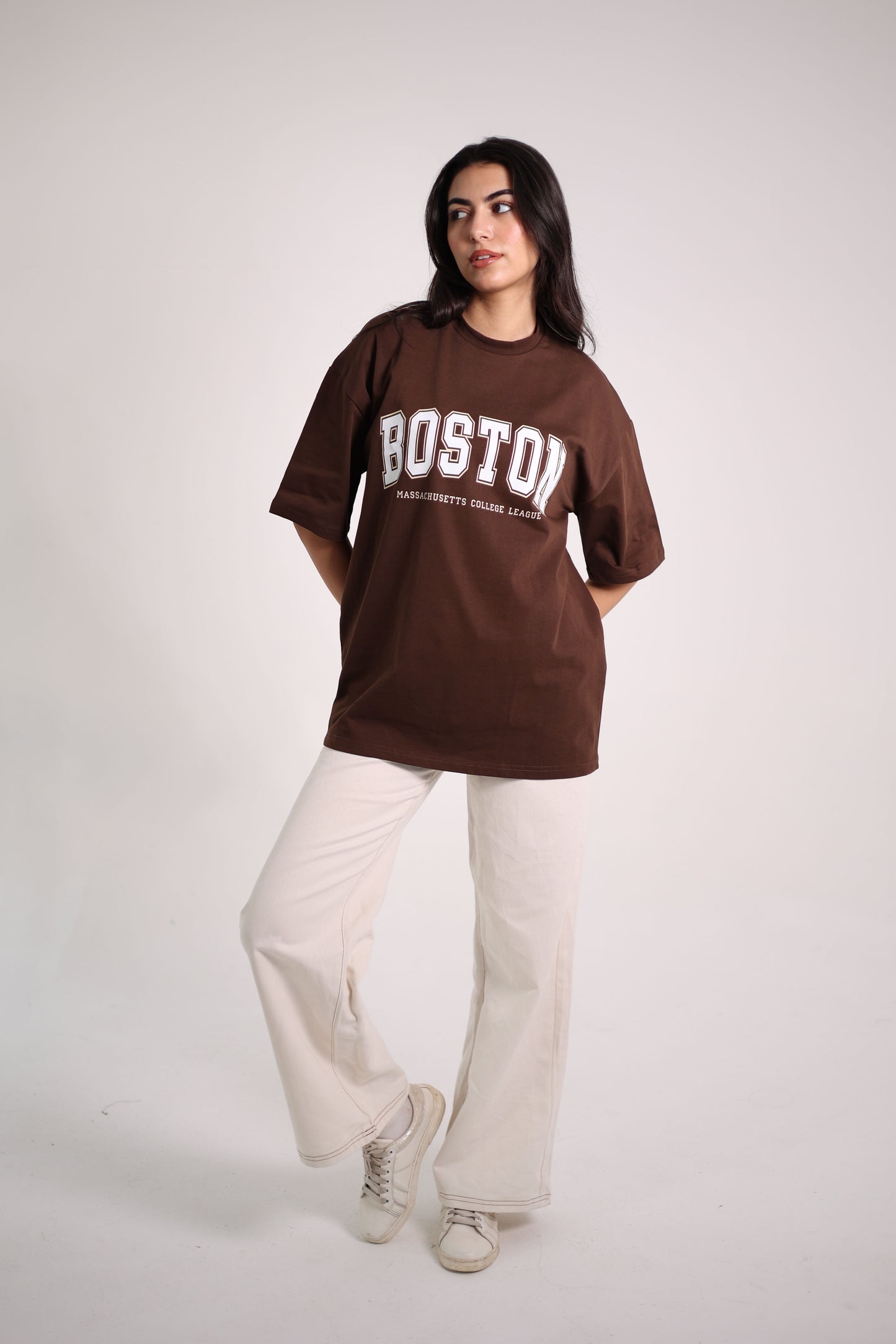 Printed Brown boston oversized T-shirt Summer milton