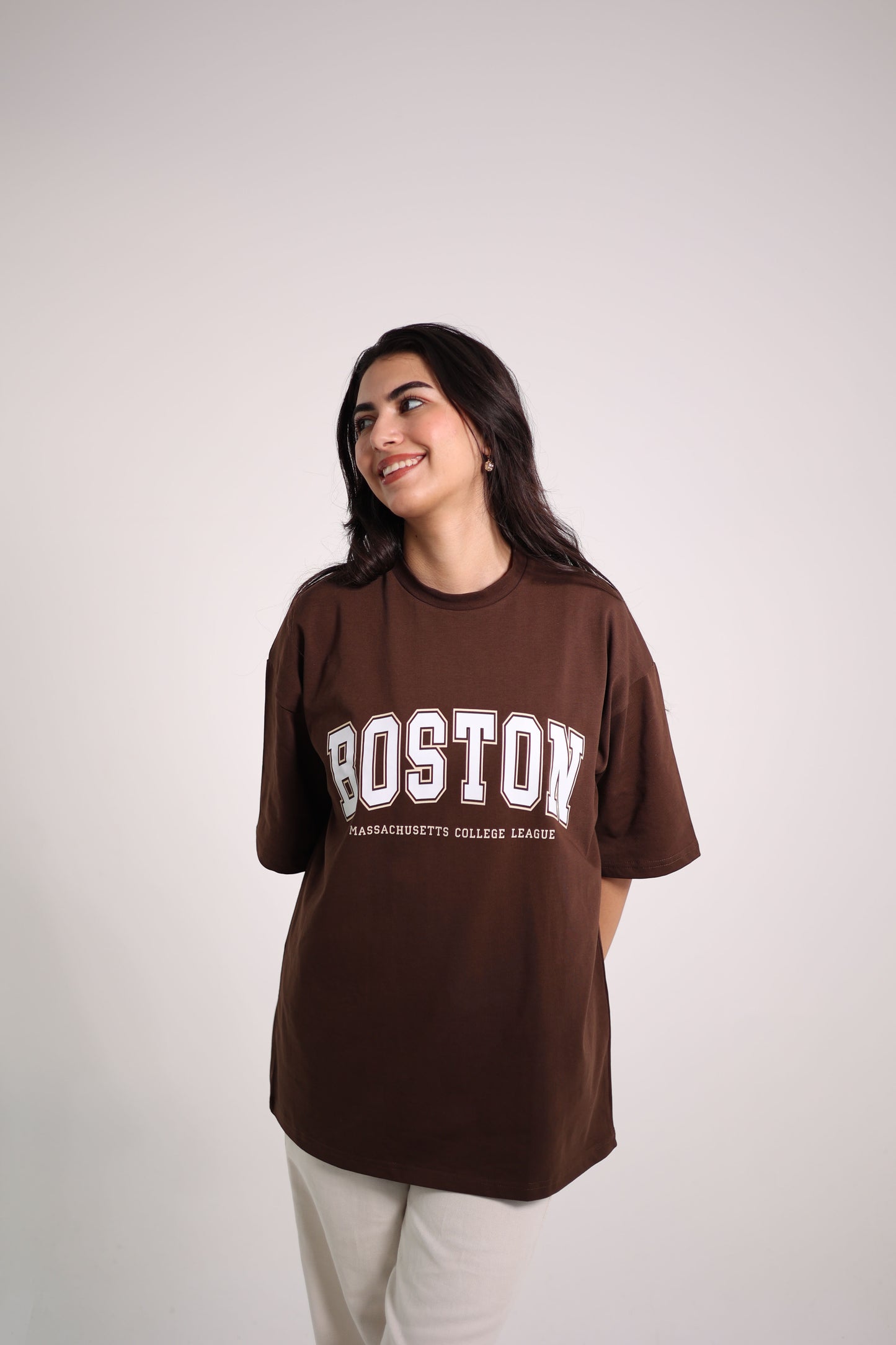 Printed Brown boston oversized T-shirt Summer milton