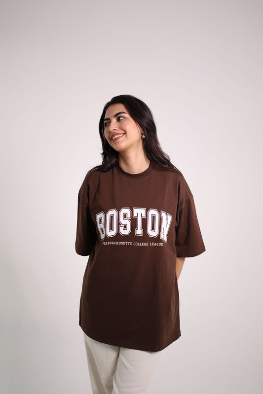 Printed Brown boston oversized T-shirt Summer milton
