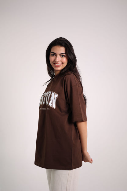 Printed Brown boston oversized T-shirt Summer milton