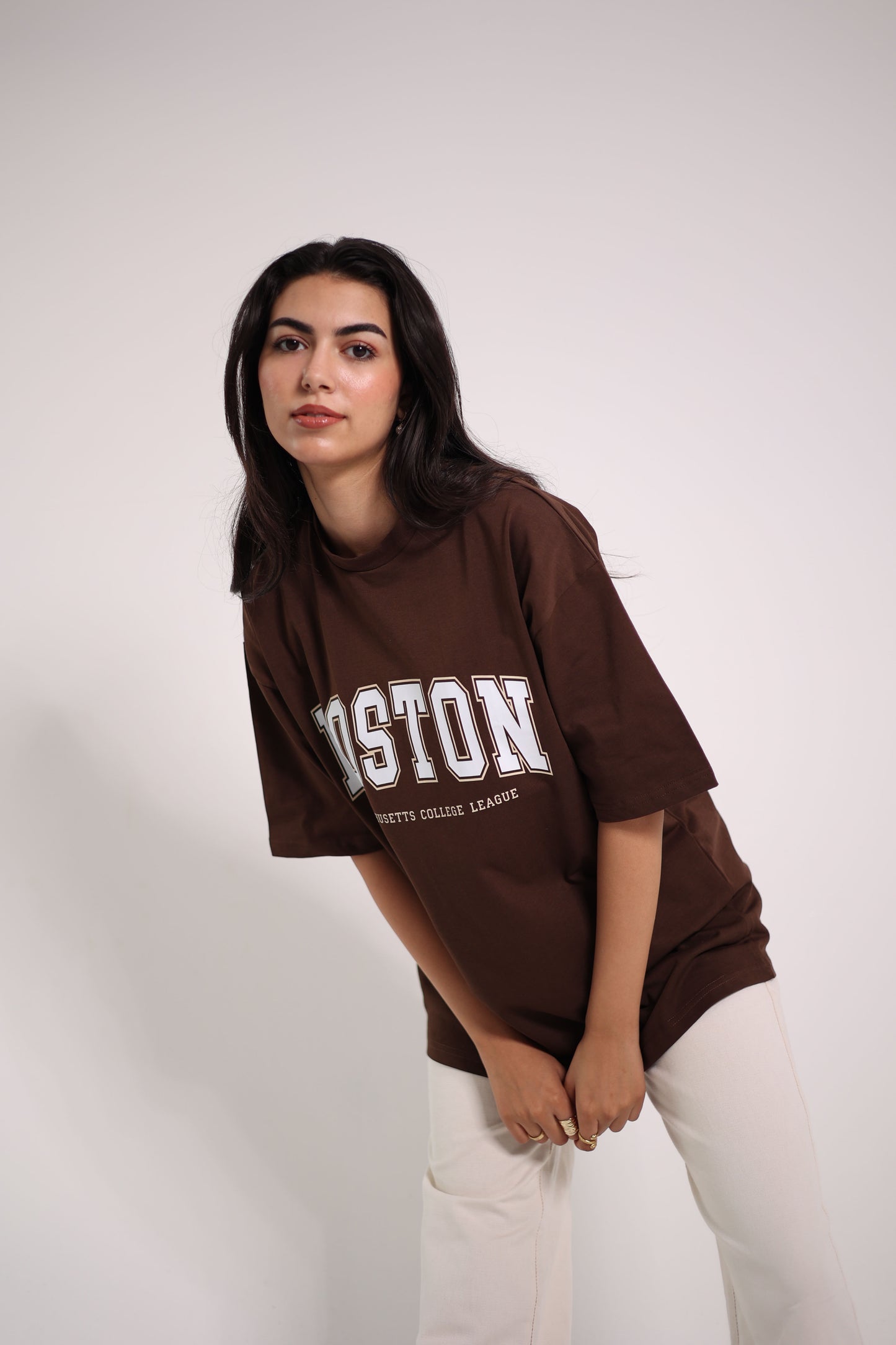 Printed Brown boston oversized T-shirt Summer milton