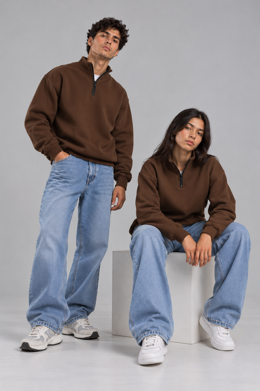 Brown Quarter-Zip Sweatshirt