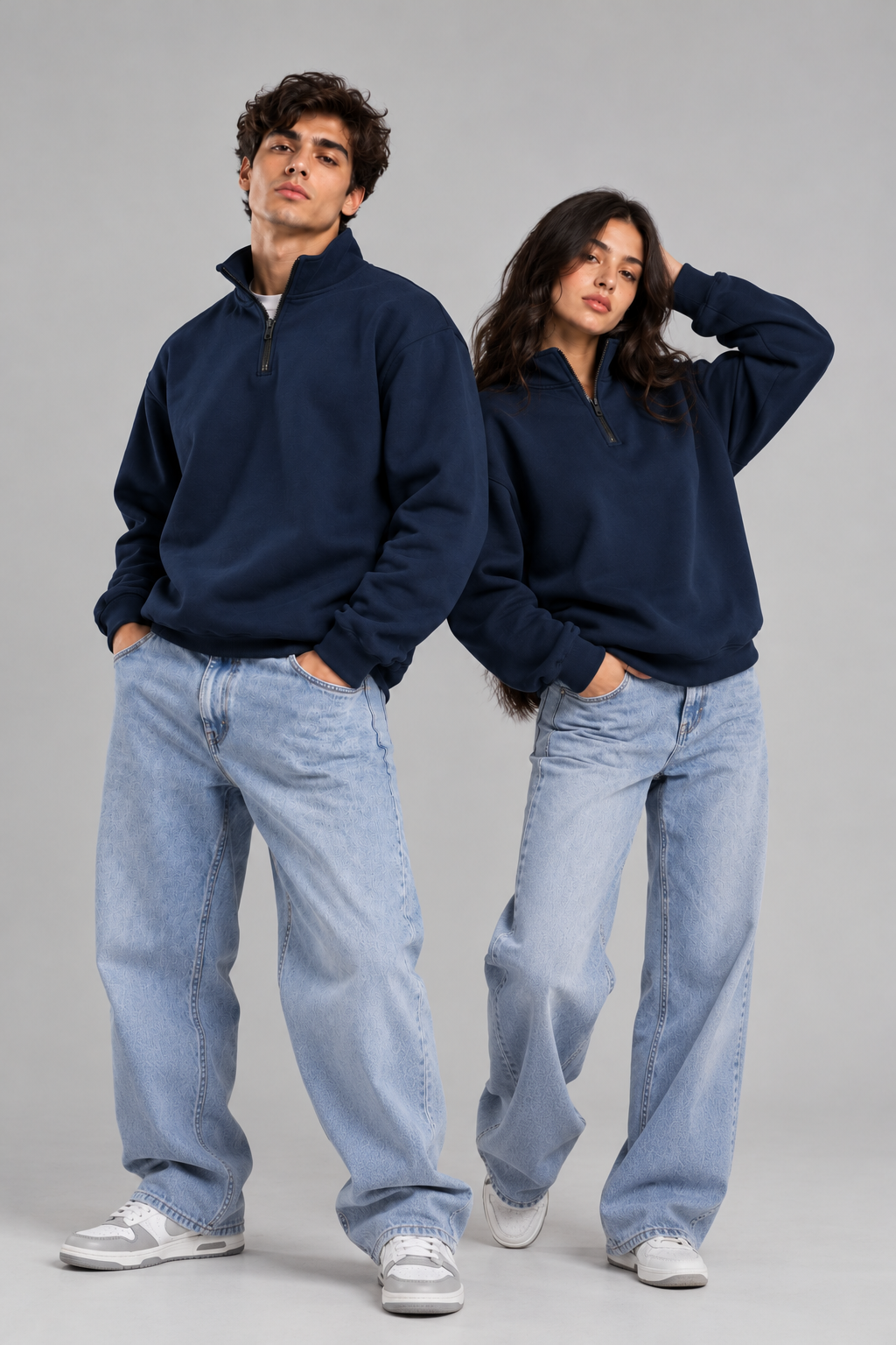 Navy Blue Quarter-Zip Sweatshirt