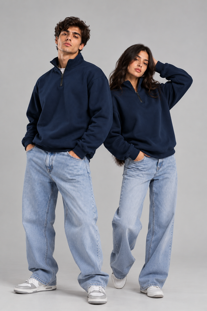 Navy Blue Quarter-Zip Sweatshirt