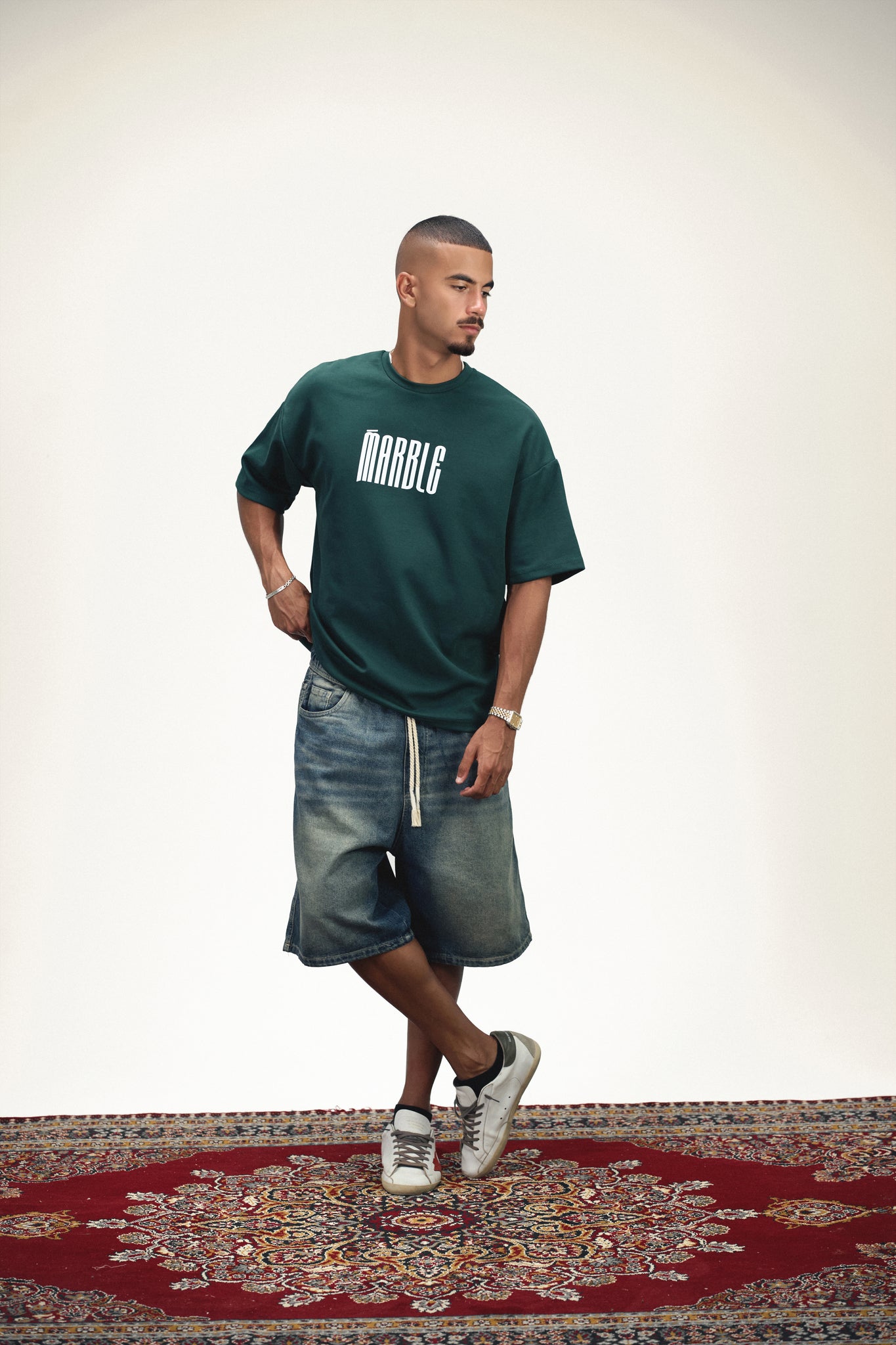 Marble Serpent Oversized T-Shirt - Dark Green {pre-order}