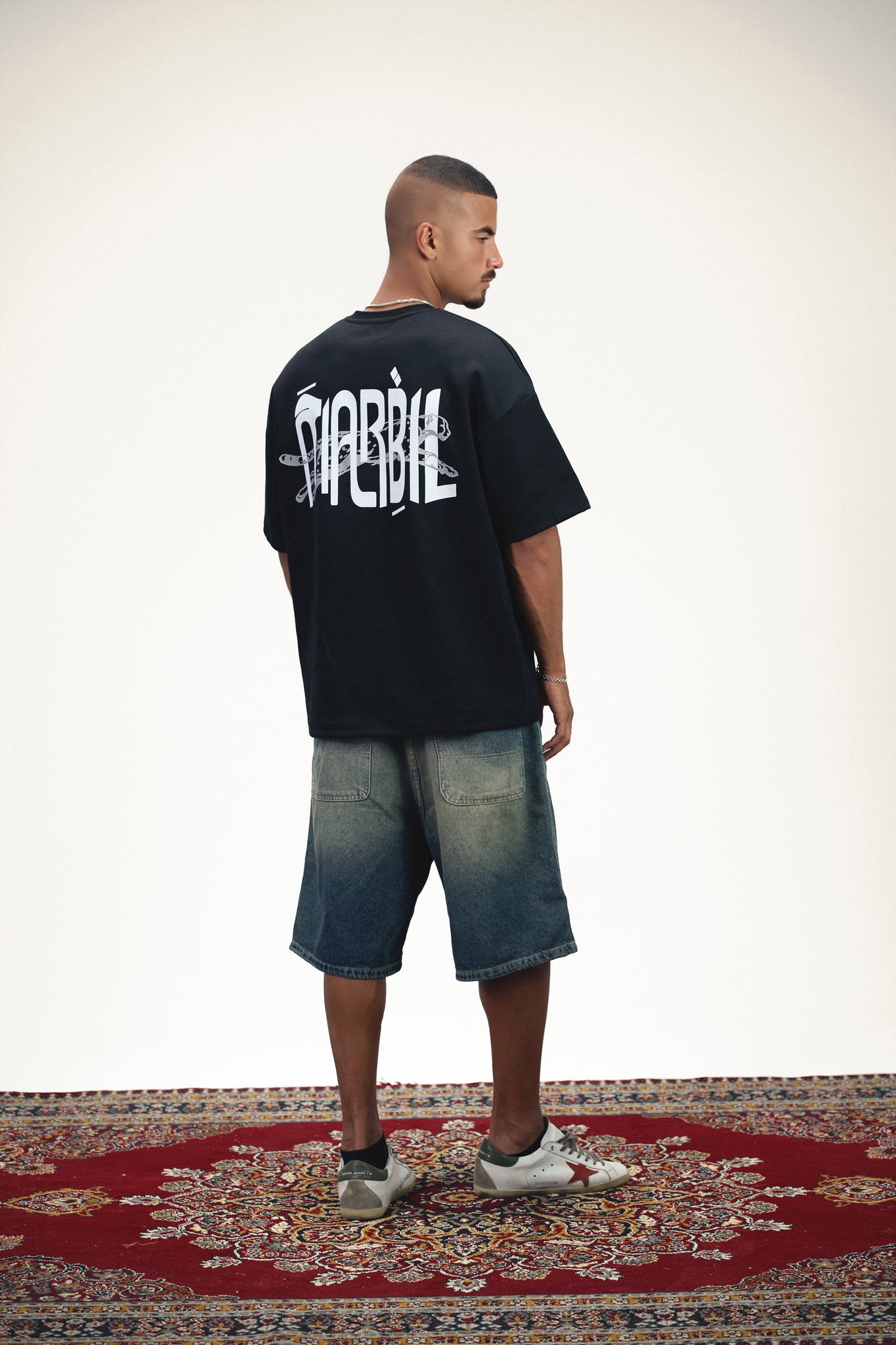 Marble Liquid Logo Oversized T-Shirt - Black {pre-order}