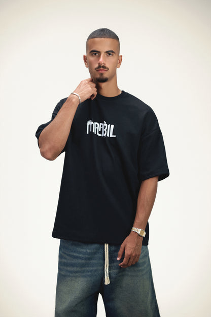Marble Liquid Logo Oversized T-Shirt - Black {pre-order}