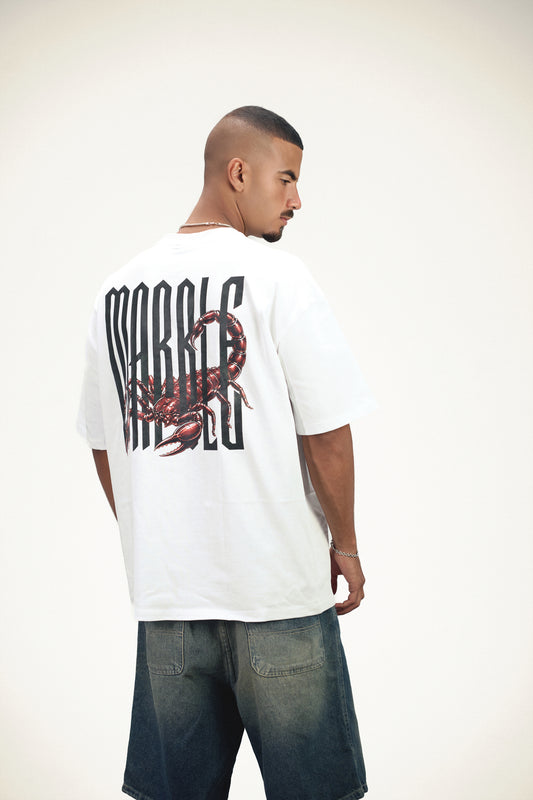 Marble Scorpion Oversized T-Shirt - White {pre-order}