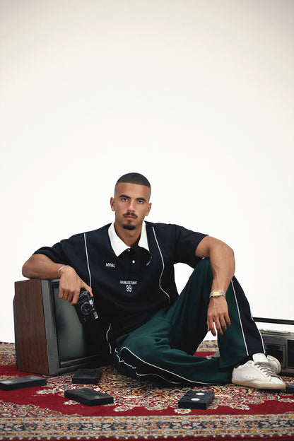 Marble Unstoppable Oversized Polo - Black