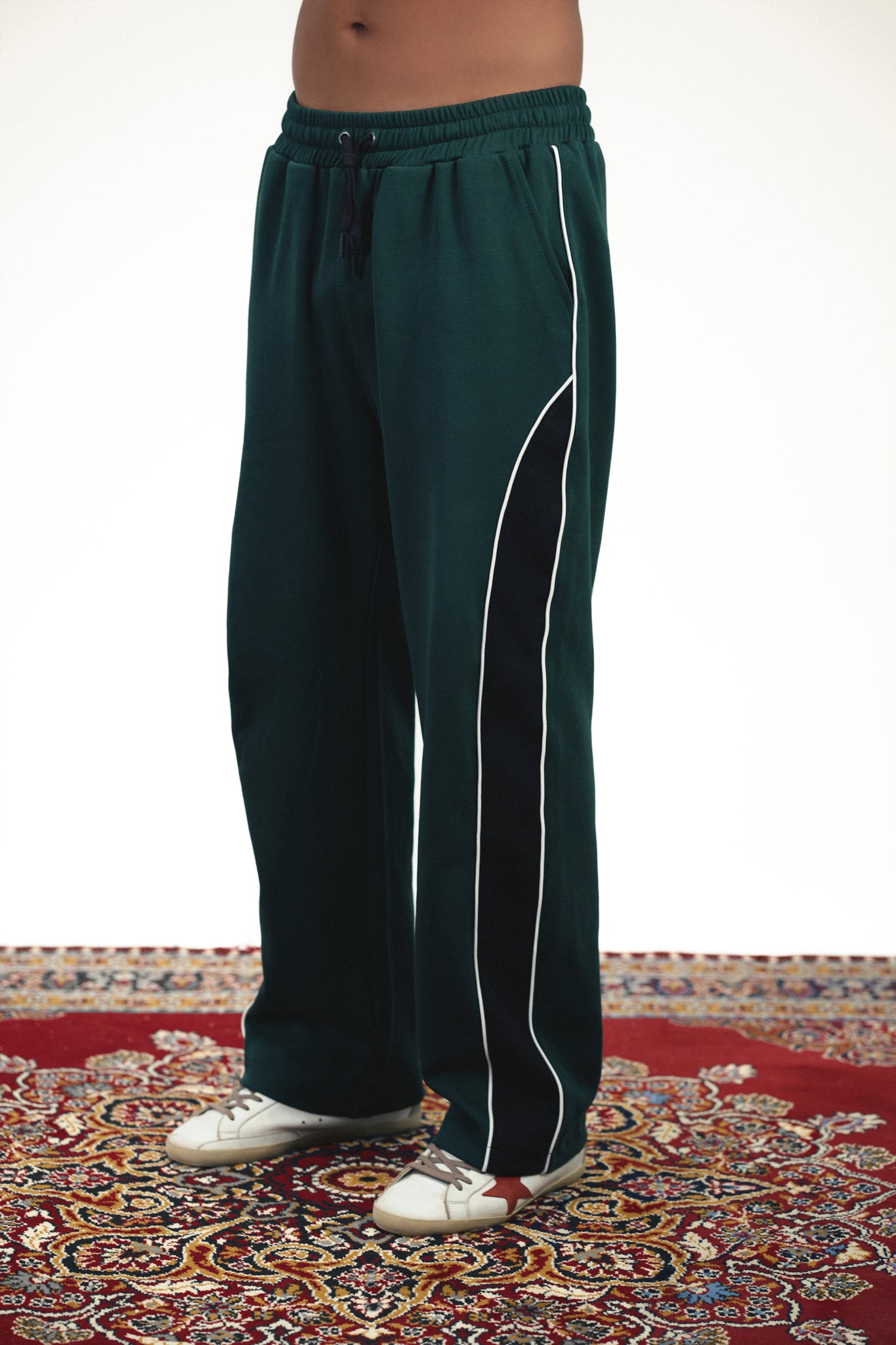Marble Wide Leg Track Pants - Forest Green {pre-order}