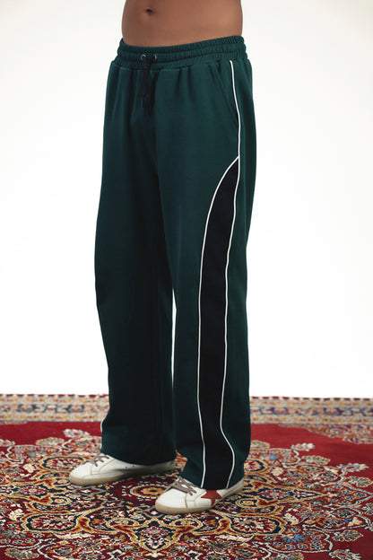 Marble Wide Leg Track Pants - Forest Green {pre-order}