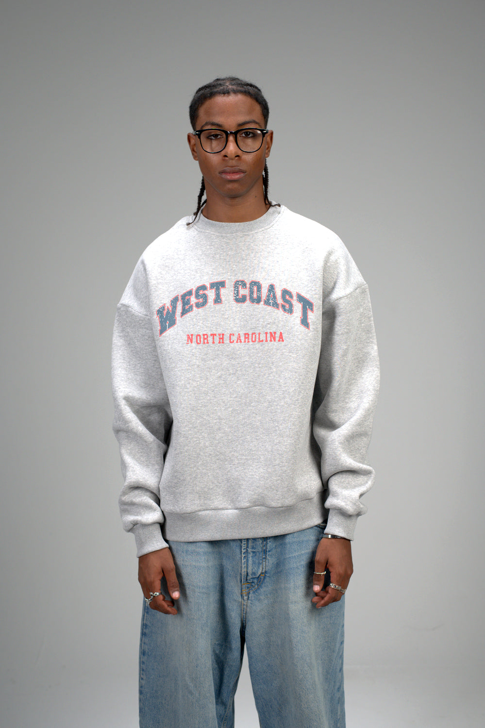 Grey “WEST COAST” Printed Oversized Sweatshirt