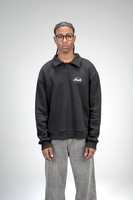 Black “Marble Logo” Oversized Sweatshirt