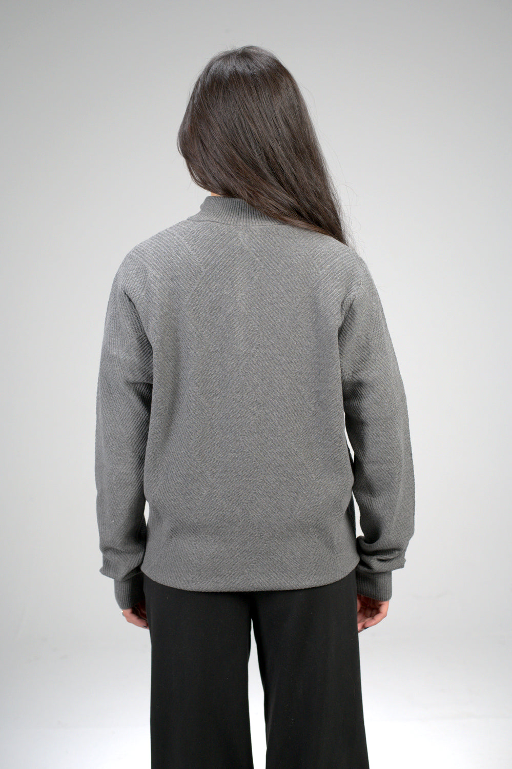 Stone Zip Knit Sweater – Textured Pattern