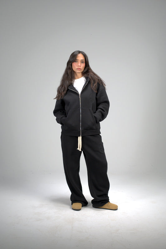 Black Boxy Embroidered Set