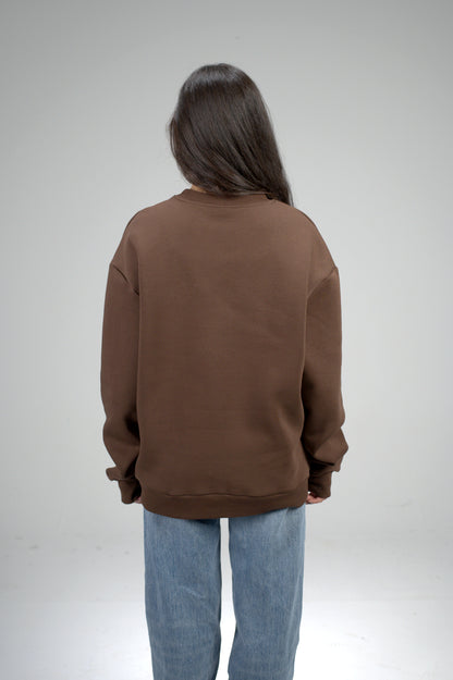 Brown Plain Oversized Sweatshirt