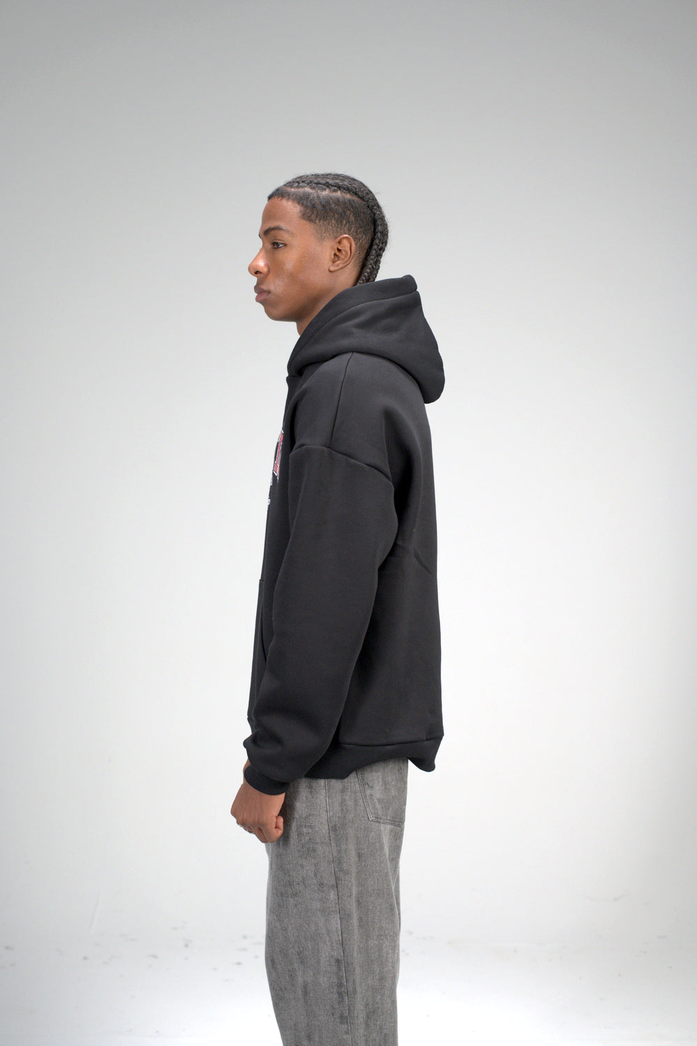 Black “ATHLETIC Varsity” Printed Oversized Hoodie