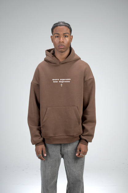 Brown “More Espresso” Embroidered Oversized Hoodie