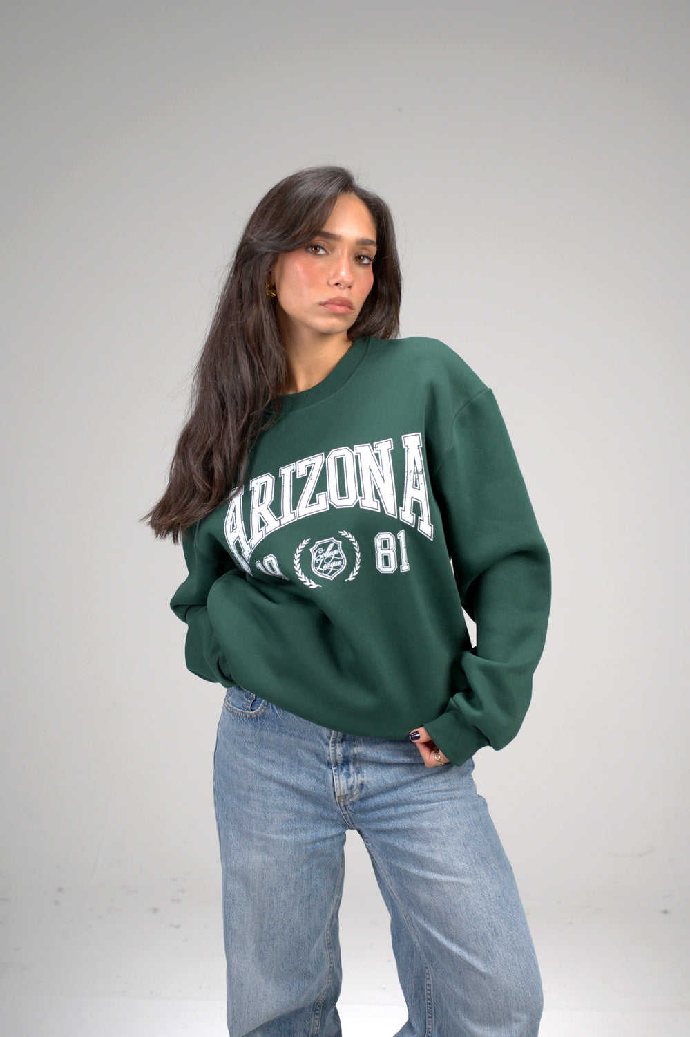Dark Green “ARIZONA” Printed Oversized Sweatshirt