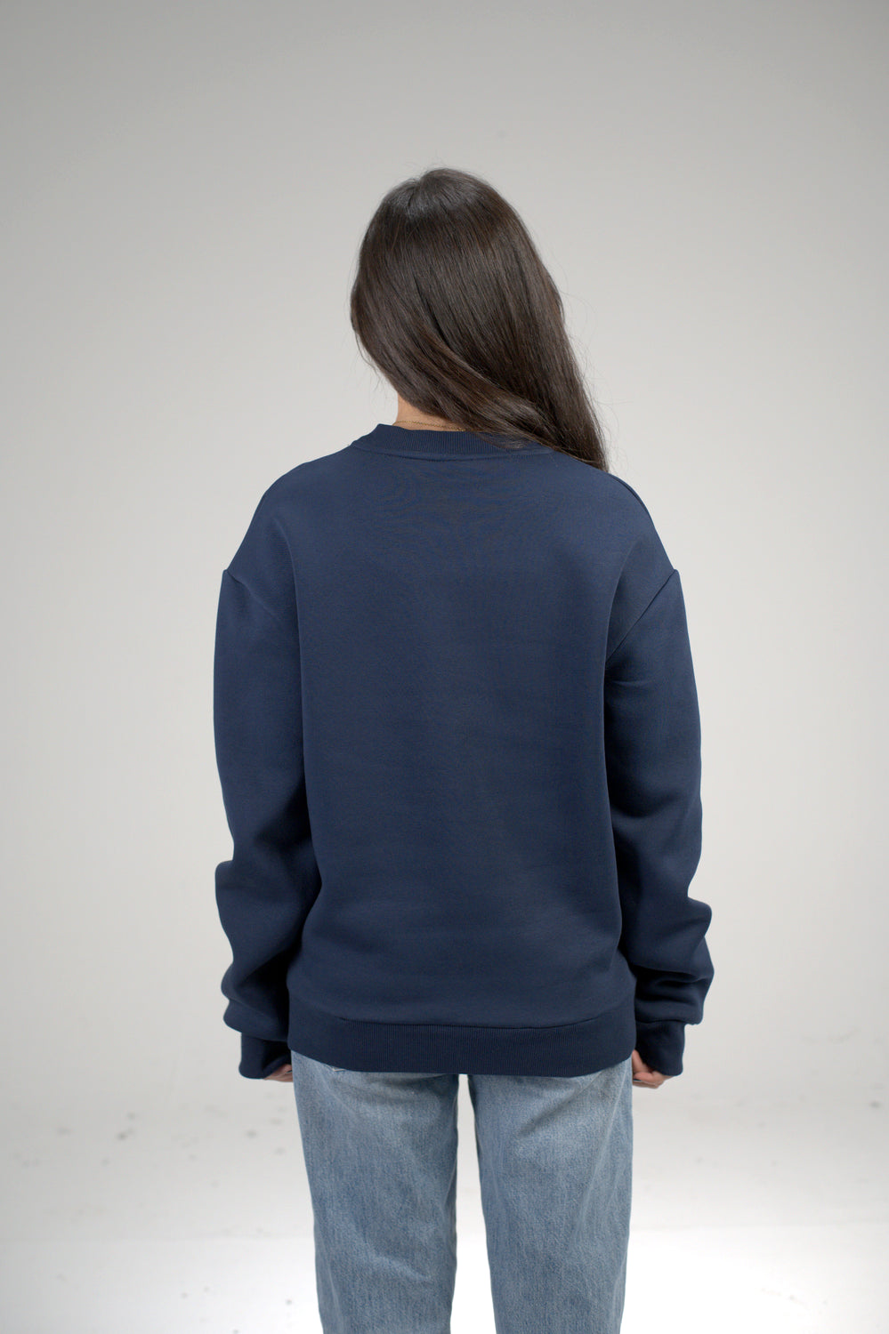 Dark Blue “ATHLETIC Varsity” Printed Oversized Sweatshirt