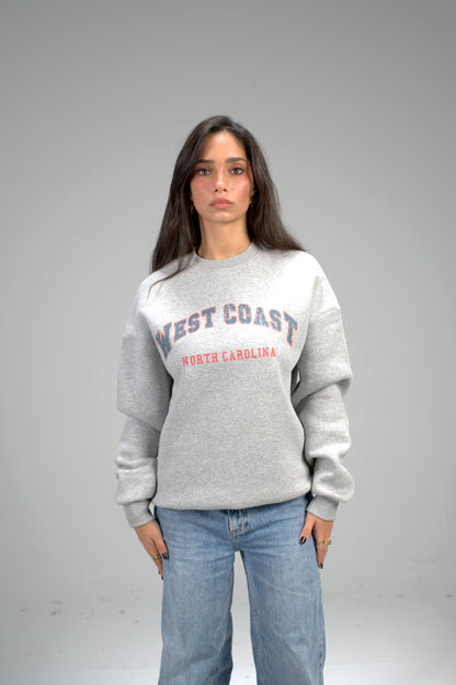 Grey “WEST COAST” Printed Oversized Sweatshirt