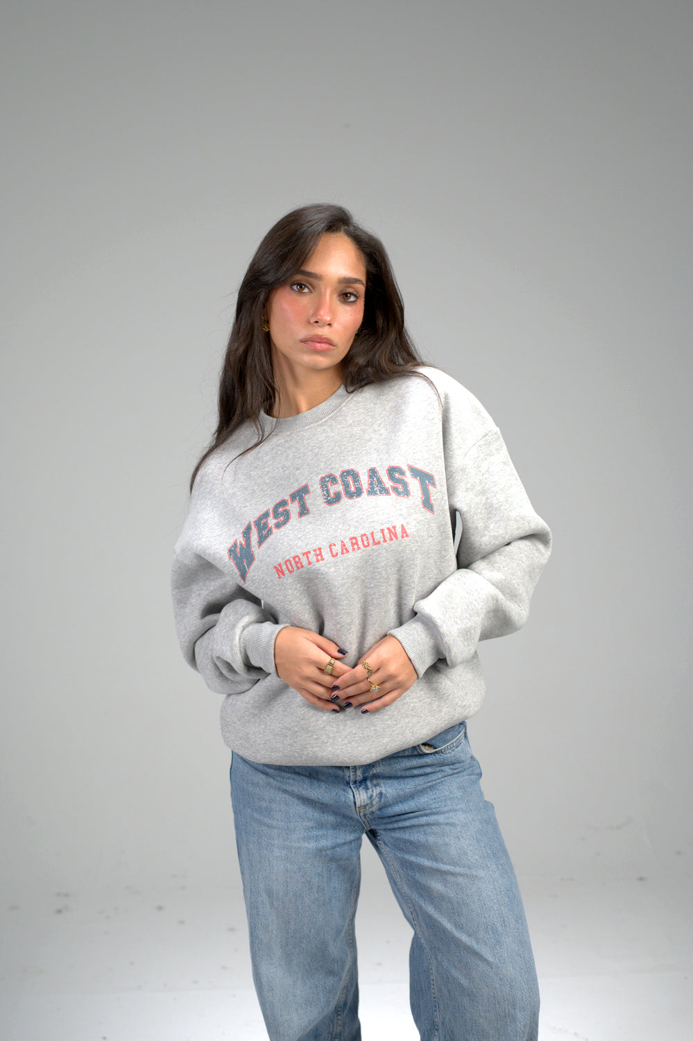 Grey “WEST COAST” Printed Oversized Sweatshirt