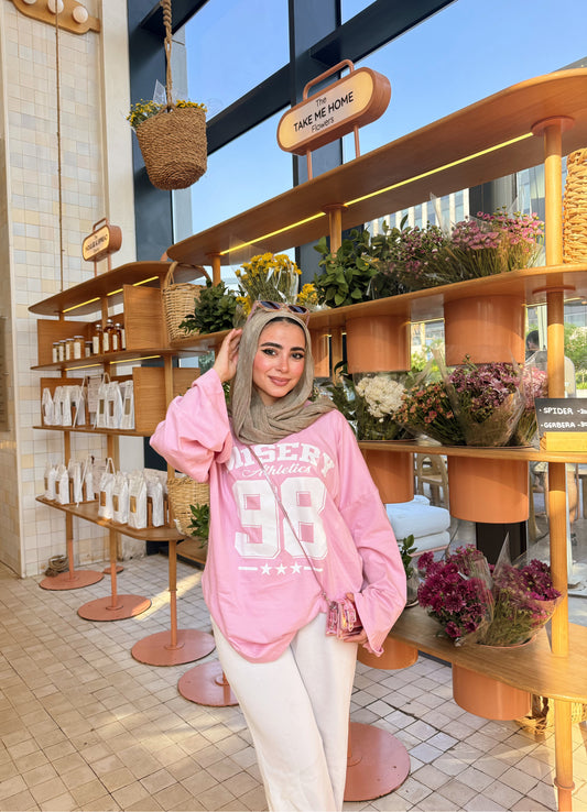 The Misery Athletics Oversized Pink Long Sleeve T-Shirt
