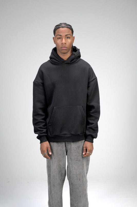 Black Plain Oversized Hoodie
