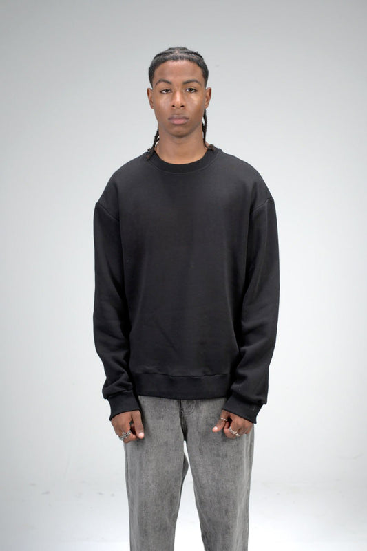 Black Plain Oversized Sweatshirt