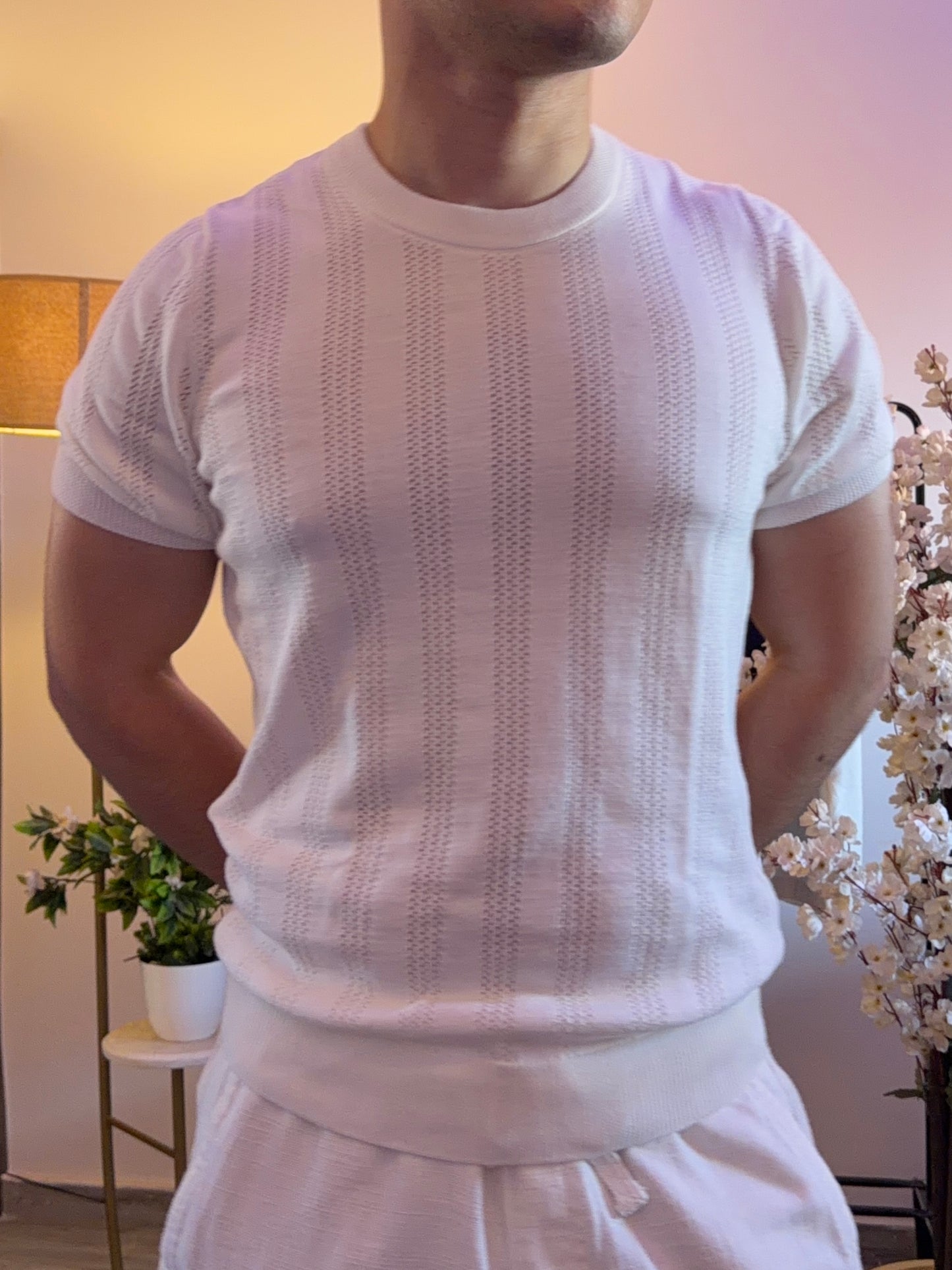 Textured Cotton Summer T-Shirt - White