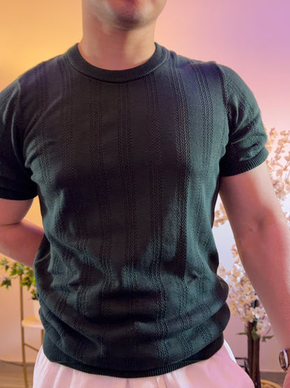 Textured Cotton Summer Tee - Forest Green